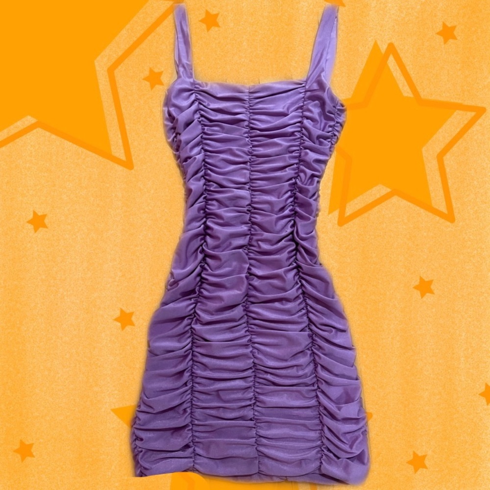 Purple ruffled mini dress!